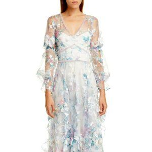 Anthropologie Marchesa Notte Bishop Sleeve Cocktail Dress in Ivory